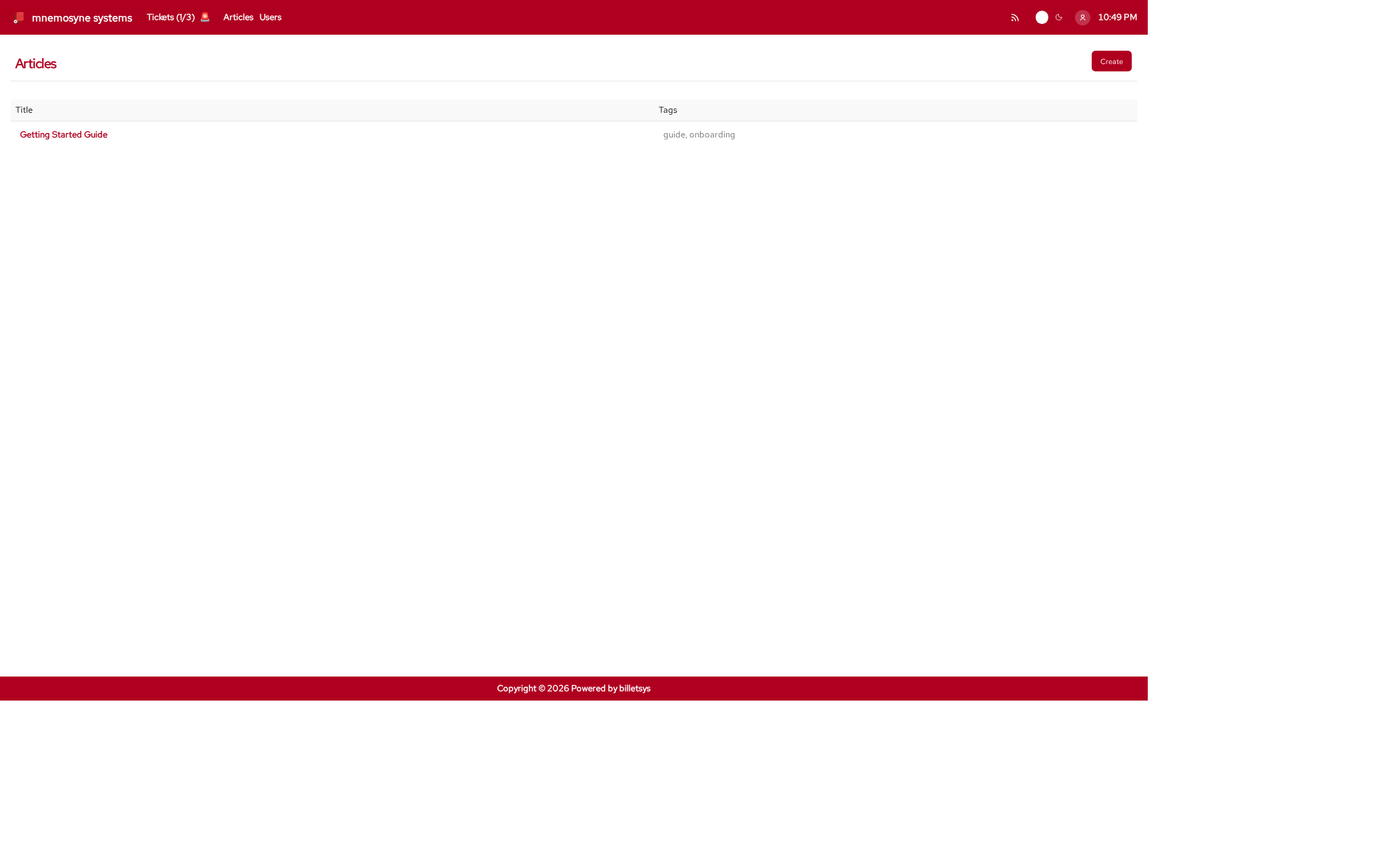 Articles page