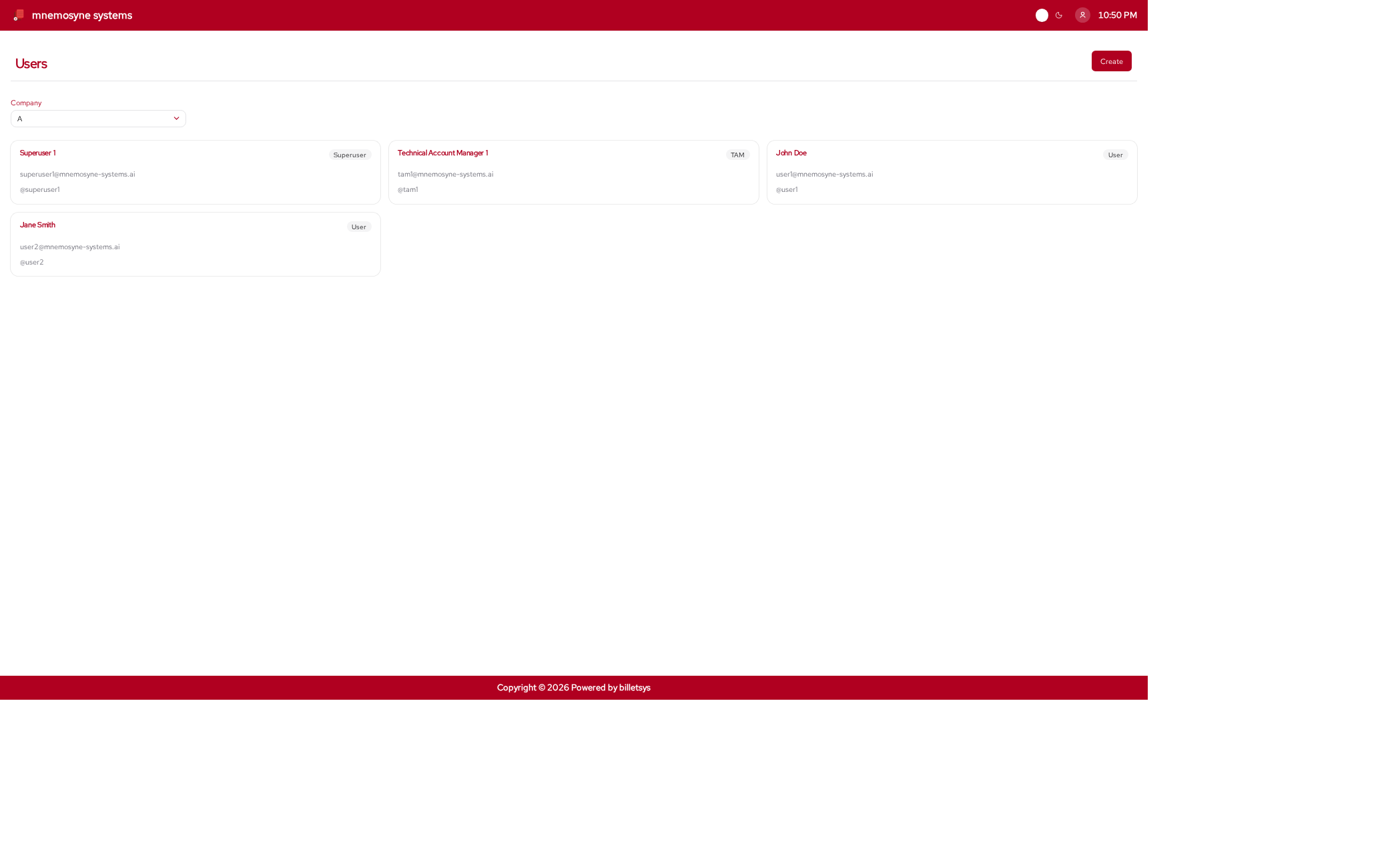 Users administration
