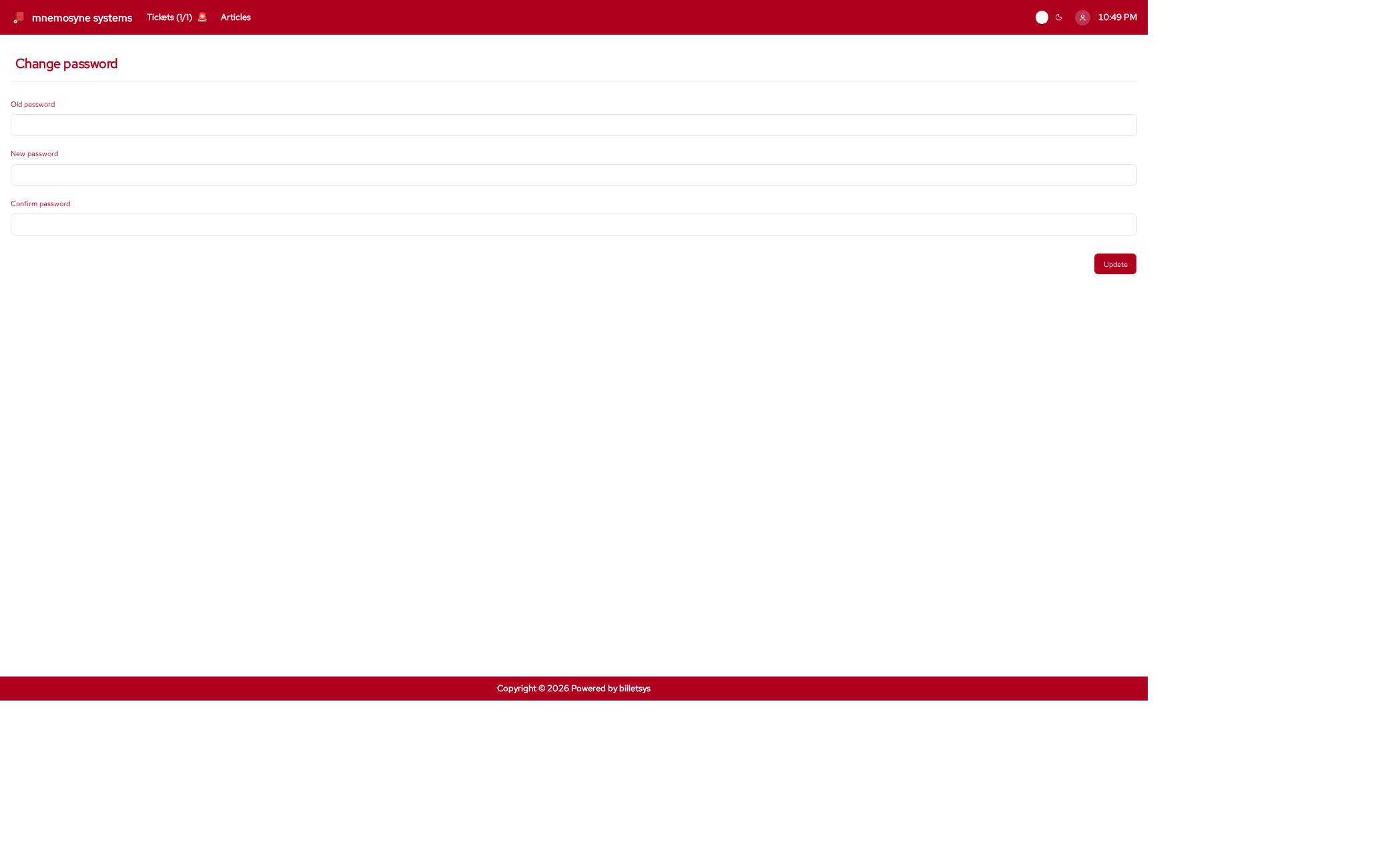 Password management page